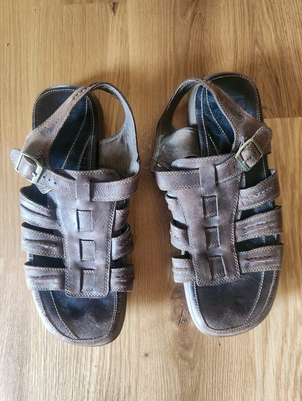 Men's Redwing Brown Leather Strappy Buckle Fisherman Sandals Size 12